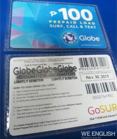 Nạp card của nhà mạng Globe tại Philippines